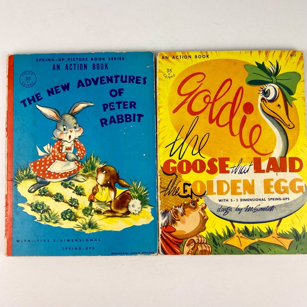 Vintage 1950s Pop-up Children's books Lot of Two Hard Cover 3D Storybooks